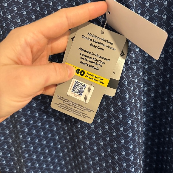 NWT | PGA Tour Navy Patterned Men's Polo Shirt - Picture 4 of 8